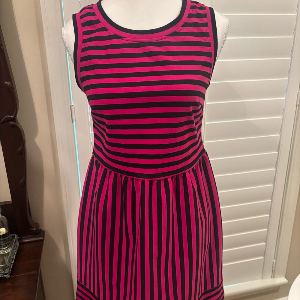 Sleeveless Black & Hot Pink Striped Dress by INC